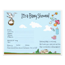 Storch-Babyparty-Einladung