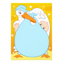 Storch-Babyparty-Einladungs-Junge