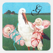 STORCH-DOPPELBaby-DUSCHEN-MONOGRAMM Sticker