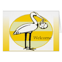 Storch-und Baby-Bündel Grußkarte