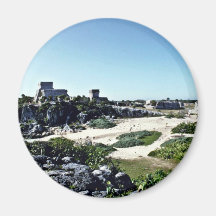 Strand-Ansicht von Mayaruinen, Tulum Kühlschrankmagnete