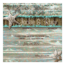 Strand-Hochzeit laden Seashell-blaues Vintages Hol Individuelle Einladung