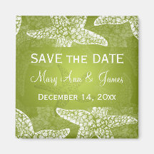 Strand-HochzeitSave the Date Starfish-Limones Grün Kühlschrankmagnete