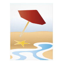 Strand mit Regenschirm Einladungen