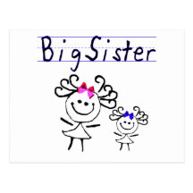 Strichmännchen der großen Schwester Postkarte