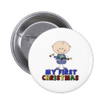 Strichmännchen-Junge u. Lichter erstes Weihnachten Anstecknadelbuttons