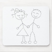Strichmännchen-Junge und Mädchen Mousepads