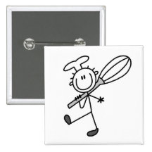 Strichmännchen-Koch mit wischen Anstecknadelbuttons