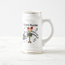 Strichmännchen-Mädchen-Flöten-Spieler-T-Shirts und Kaffeetassen