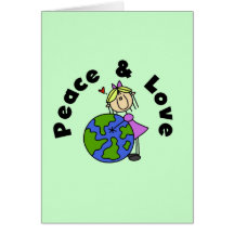Strichmännchen-Mädchen-Frieden und Liebe-T-Shirts  Karte