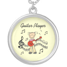 Strichmännchen-Mädchen-Gitarren-Spieler-T-Shirts u Schmuck