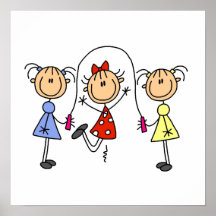 Strichmännchen-Mädchen-springendes Seil Plakat