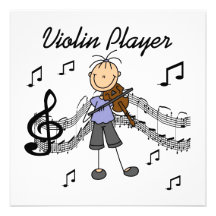 Strichmännchen-Mädchen-Violinen-Spieler-T-Shirts u Personalisierte Einladungskarte