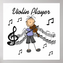 Strichmännchen-Mädchen-Violinen-Spieler-T-Shirts u Posterdruck