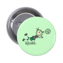 Strichmännchen-Mädchen-Volleyball-T-Shirts und Ges Anstecknadelbutton