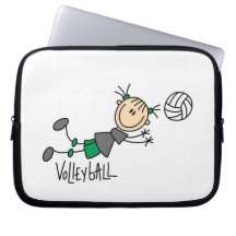 Strichmännchen-Mädchen-Volleyball-T-Shirts und Ges Laptop Computer Schutzhüllen