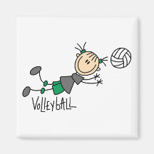 Strichmännchen-Mädchen-Volleyball-T-Shirts und Ges Kühlschrankmagnete