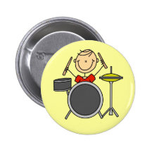 Strichmännchen-männliche Schlagzeuger-T-Shirts und Buttons