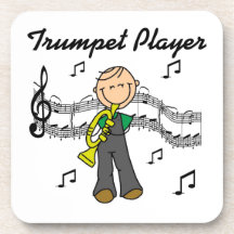 Strichmännchen-männliche Trompete-Spieler-T-Shirts Untersetzer
