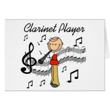 Strichmännchenclarinet-Spieler-T-Shirts und Gesche Karte