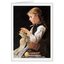 Strickendes Mädchen strickendes Mädchen Grußkarten