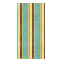 STRIPES07 RETRO STRIPES LIGHT YELLOW BLUE TAN ORAN PERSONALIZED PHOTO CARD