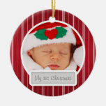 Stripes erstes Mod des Babys Weihnachtsmuster-Rot Weinachtsornamente