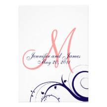 Strudel-Monogramm-Hochzeits-Einladungs-Marine-Kora