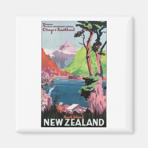 Südinsel-Neuseeland-Reise-Plakat Kühlschrankmagnet