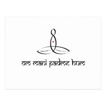 Summen OM Mani Padme - schwarze Sanskrit Art Postkarte