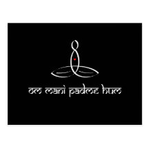 Summen OM Mani Padme - weiße Sanskrit Art Postkarten