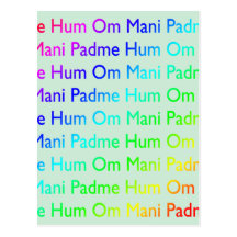 Summen Regenbogen-OM Mani Padme (auf Baby-Blau) Postkarte