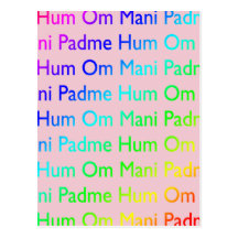 Summen Regenbogen-OM Mani Padme (auf Rosa) Postkarte