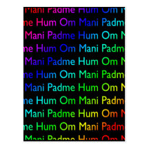 Summen Regenbogen-OM Mani Padme (auf Schwarzem) Postkarten