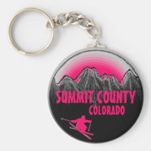 Summit County Colorado rosa Skifahrer keychain Schlüsselband