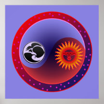 Sun und Mond in der Balance Plakat
