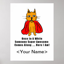 Super fantastische orange Katze mit rotem Kap Plakatdrucke