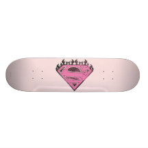 Supergirl rosa Logo mit Flammen Personalisiertes Skateboard
