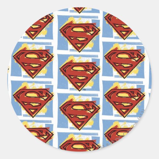 Supermann-rotes und blaues Muster Runder Sticker