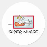 supernurse - humorvolle Cartoon-Krankenschwester a Runde Aufkleber
