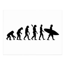 Surfendes Brandungsbrett der Evolution Postkarten