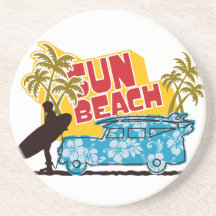 Surfer Illustration Drink Coasters