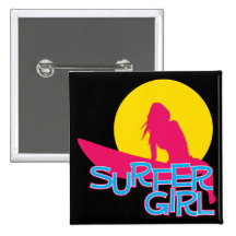 Surfer-Mädchen Anstecknadelbutton