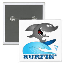 Surfin' Haifisch Anstecknadelbutton
