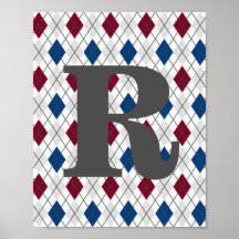 Süße Dapper Rauten-Monogramm-Kinderzimmer-Kunst Plakatdrucke