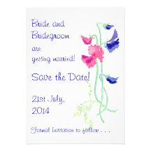 Süße Erbsen-Rosa und Blau "Save the Date" Karte Individuelle Einladungen