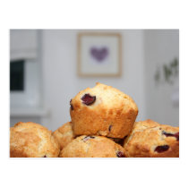 Süße Kirschmuffinkuchen-Nahrungsmittelküche postkarten