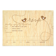 Süße Liebe-Vögel auf Woodgrain-Wartekarte Individuelle Ankündigungskarte