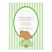 Süßes Teddybär-Babyparty-Einladungs-Grün