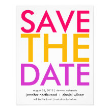 Süßigkeit färbt Rosa u. Orange Save the Date Individuelle Einladungskarte